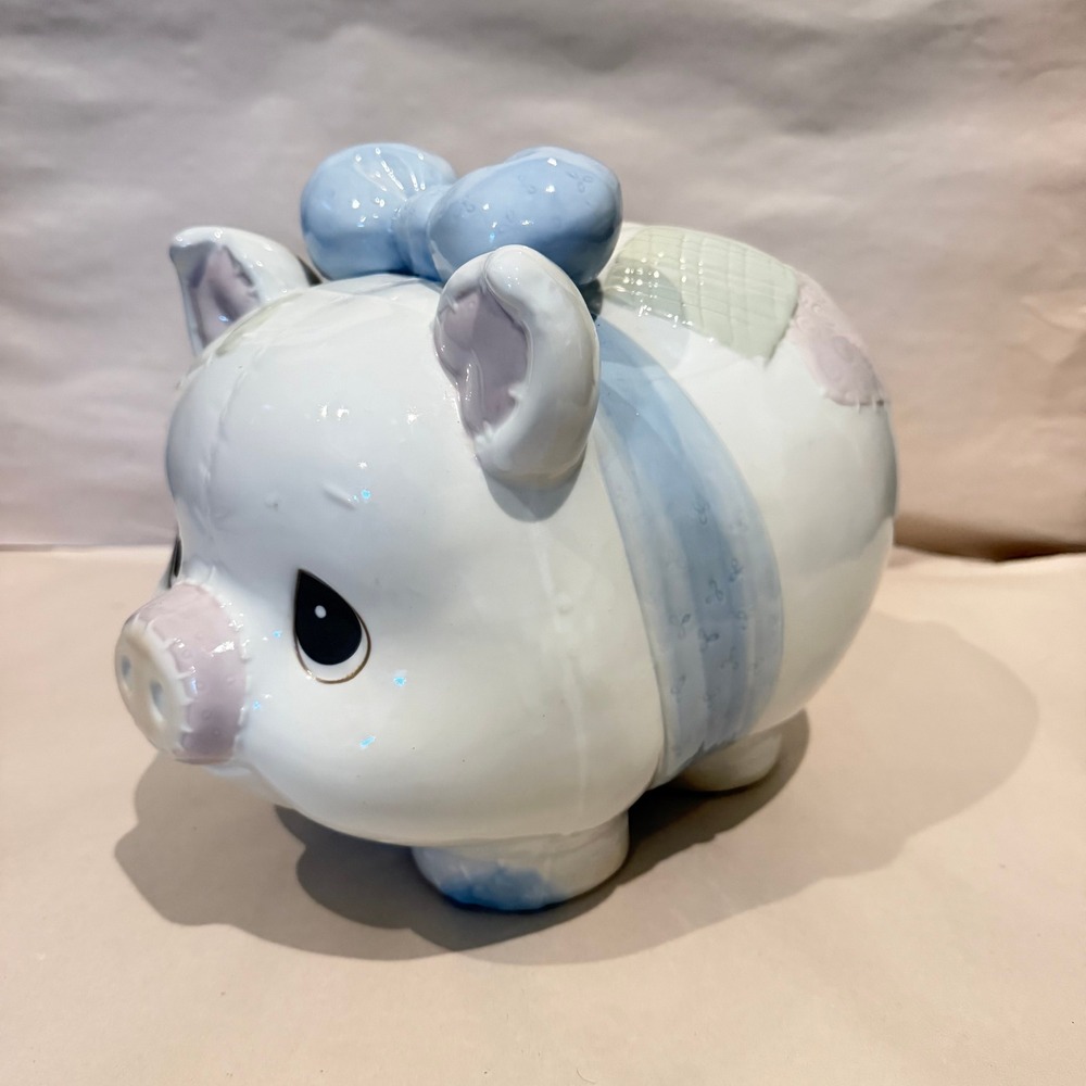 Precious Moments 1994 Large‎ Piggy Bank 135569 Enesco Ceramic Pastel Pig HTF